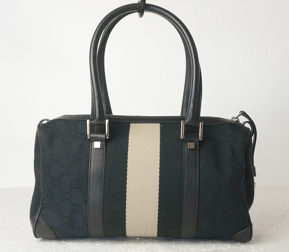 良好 GUCCI グッチ トートバッグ GGキャンバス レザー シェリーライン