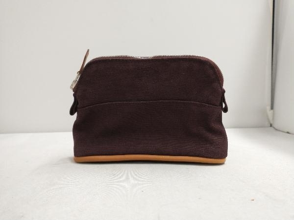HERMES エルメス ボリード ポーチ ブラウン キャンバス 茶 HERMES