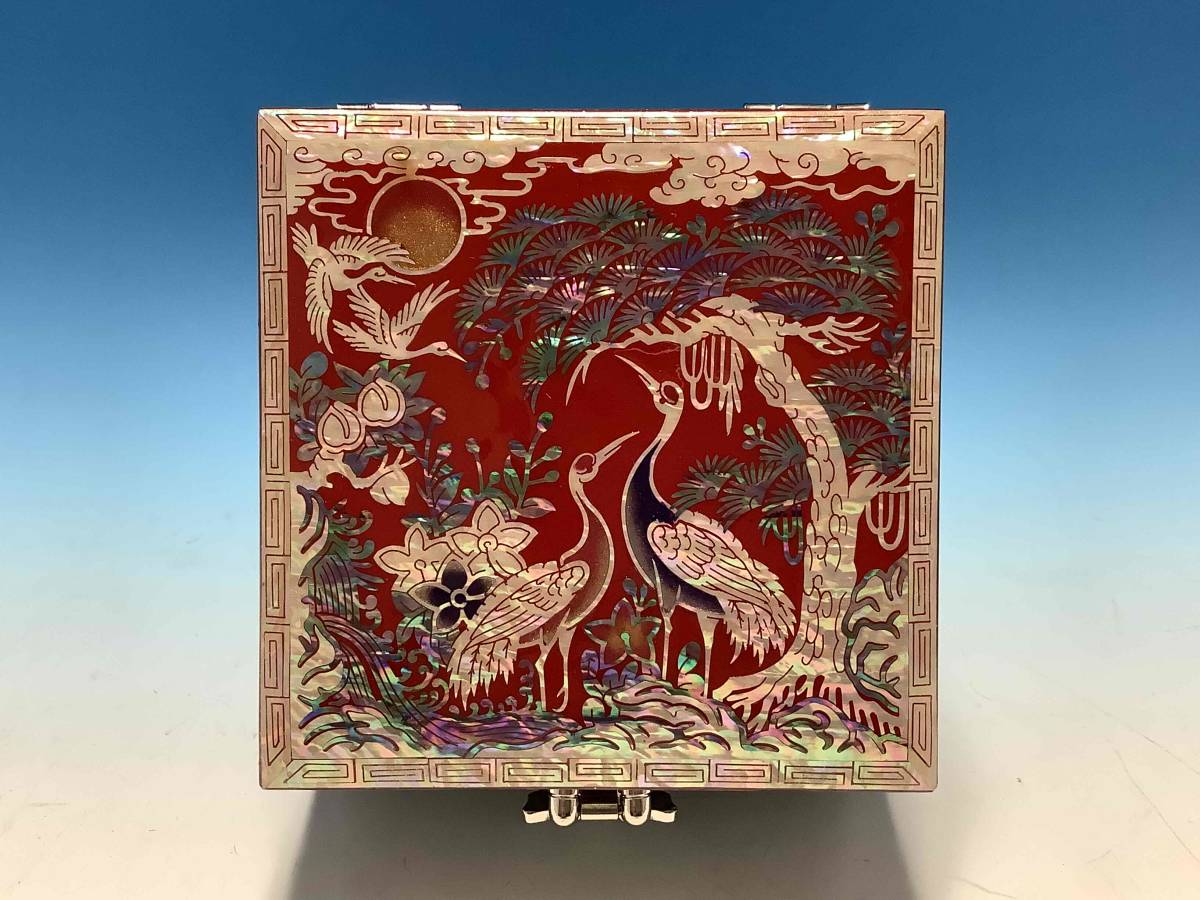 螺鈿宝石箱・漆梅と雀 螺鈿 韓国伝統工芸品 宝石箱 うさぎ 魚 【公式通販】
