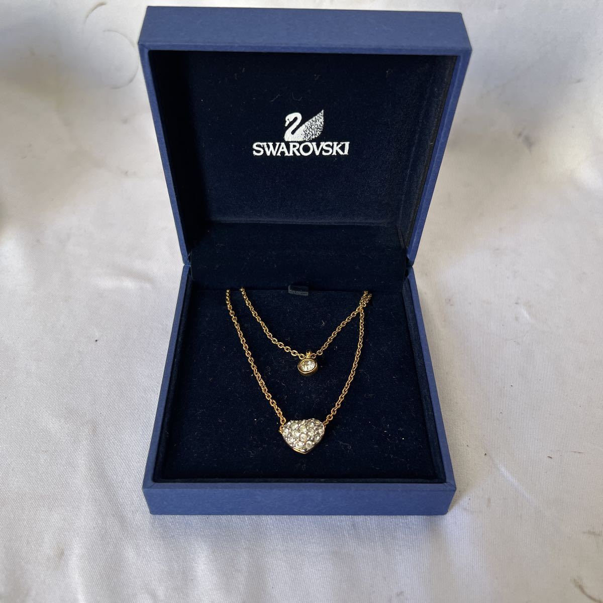 ▽【1円スタート】美品 SWAROVSKI スワロフスキー 2連ネックレス 