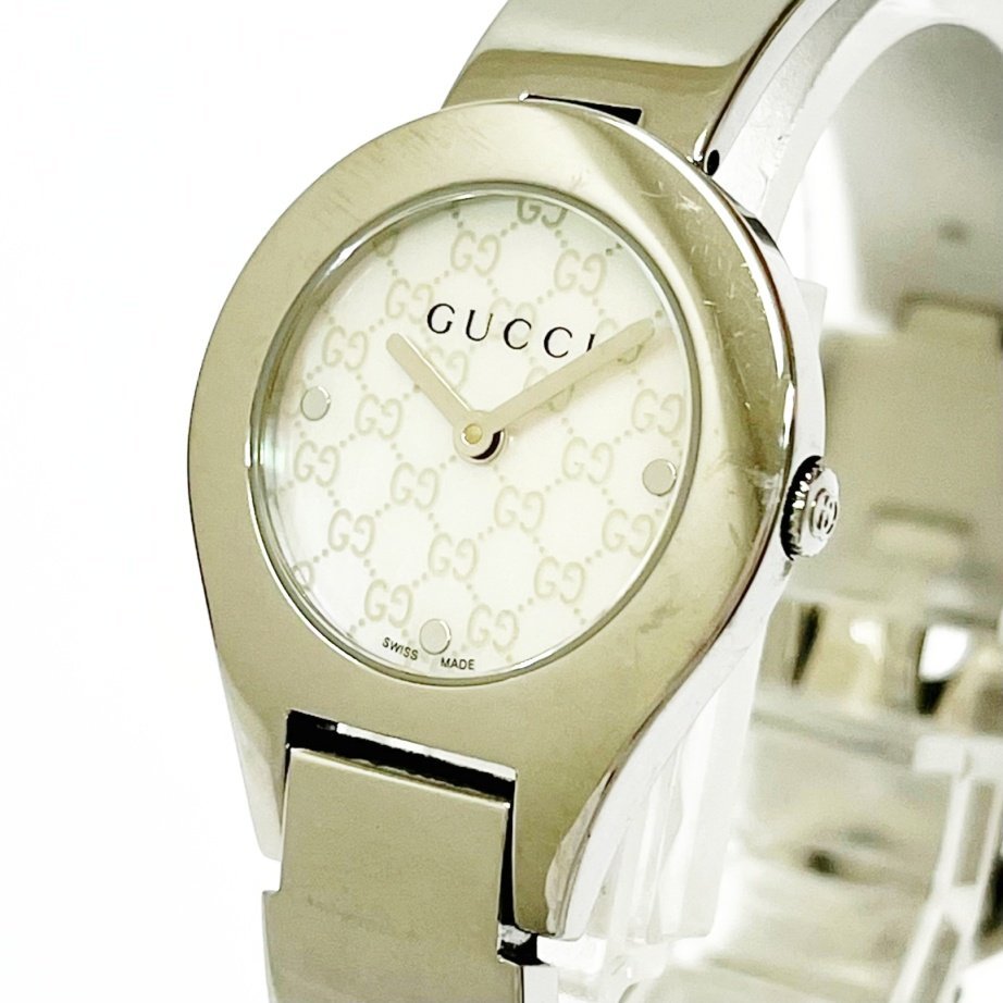 【1円スタート】GUCCI グッチ 6700L バングル SS シェル文字盤 クオーツ レディース腕時計 ジャンク 166799