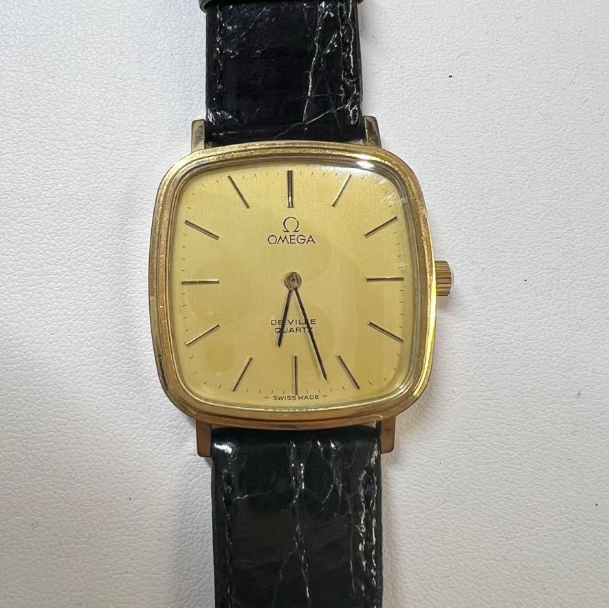 1円スタート// OMEGA Deville デビル スクエア Quartz 31mm 腕時計