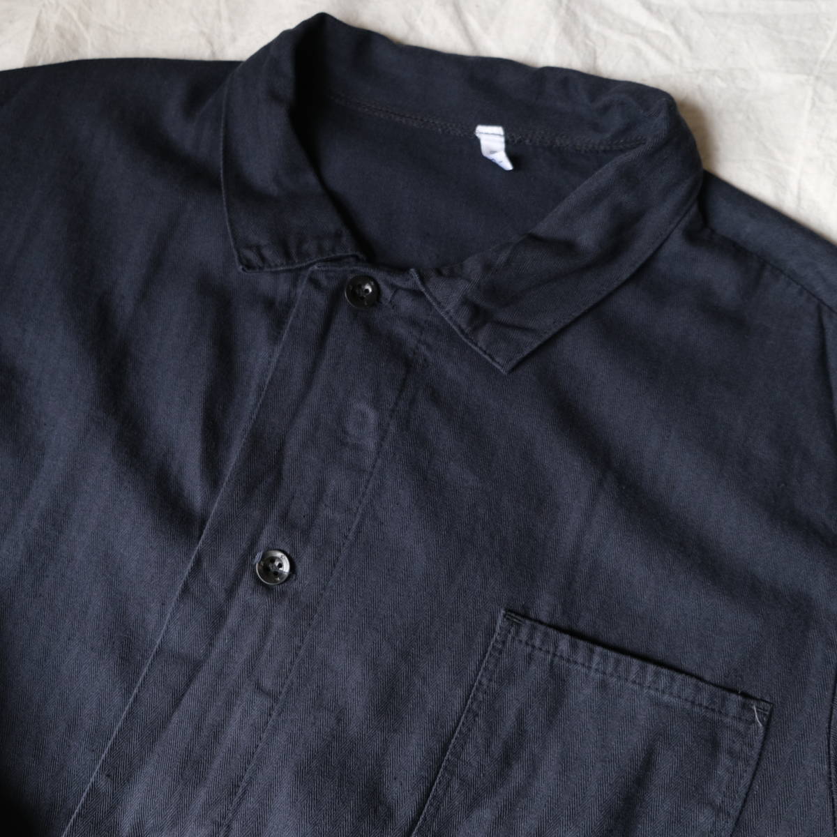 定番，最新作 デッドストック ヨーロッパ ビンテージ コットン HBT カバーオール ジャケット シャツ / ブラックチャコール 黒灰系 / フランス ワーク(Lサイズ)｜売買されたオークション情報、yahooの商品情 Lサイズ