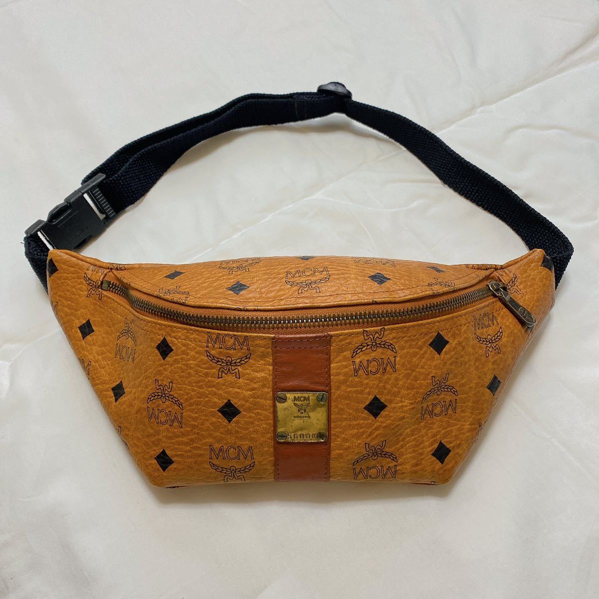 ビンテージ MCM■ヴィセトス柄 ウエスト バッグ■エムシーエム モノグラム ポーチ ショルダー ボディバッグ riri社製ジップ PVC