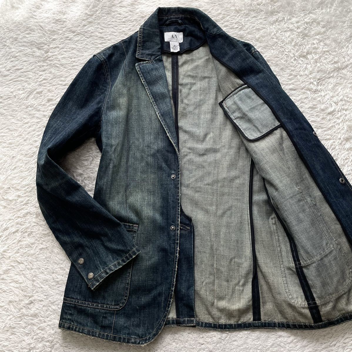 極美品/アルマーニ ARMANI EXCHANGE デニム テーラードジャケット G 