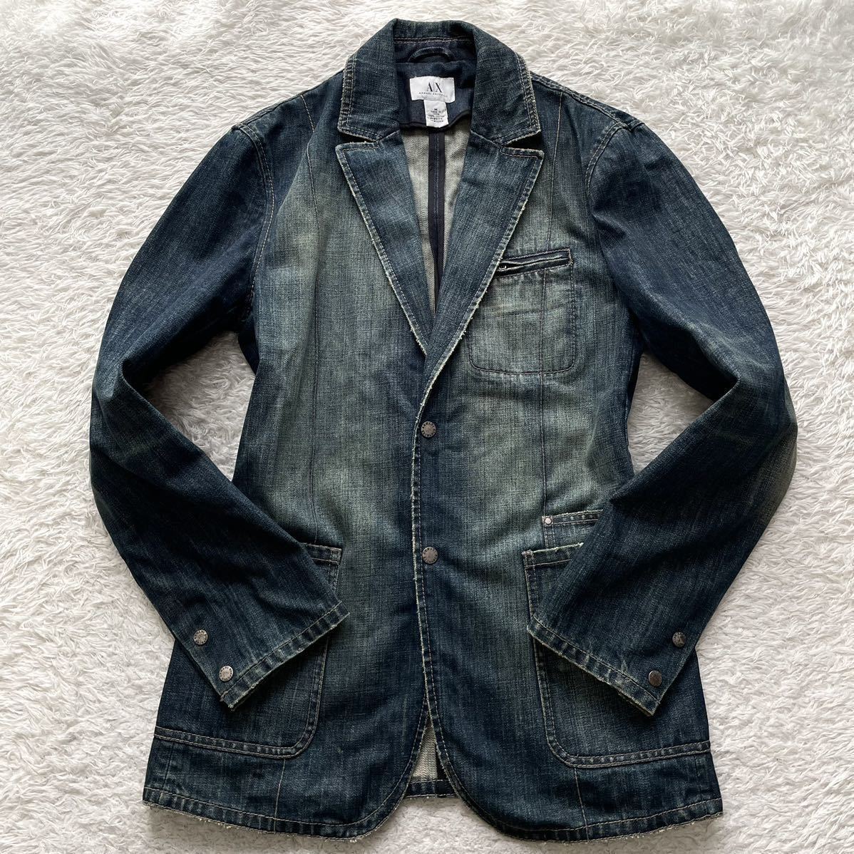 極美品✨ARMANI JEANS 50サイズ デニム テーラードジャケット 極美品/アルマーニ ARMANI EXCHANGE デニム テーラードジャケット G