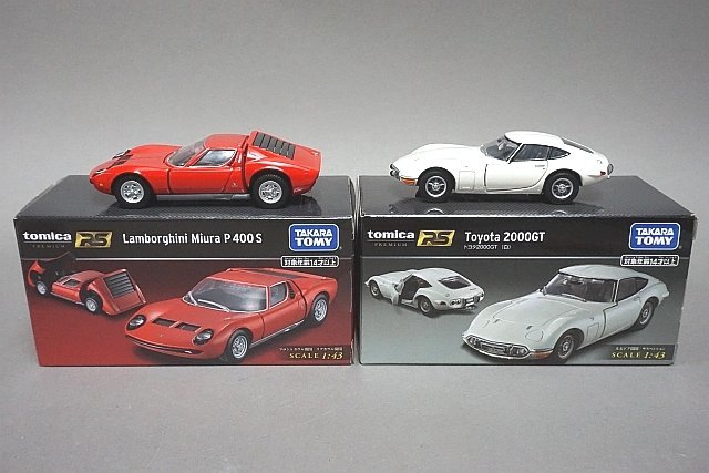TOMICA トミカRS 1/43 ランボルギーニ ミウラ P400 S レッド / トヨタ 2000GT ホワイト 2点セット