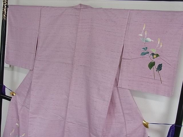 花美人□訪問着 単衣 白山紬地 京友禅 枝葉文 逸品 ic4082 【公式通販】