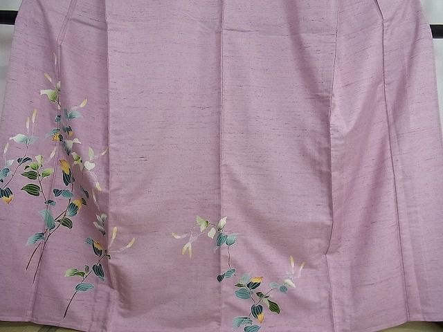 花美人□訪問着 単衣 白山紬地 京友禅 枝葉文 逸品 ic4082 【公式通販】