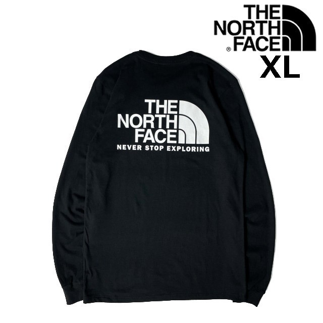 1円～!売切!【正規新品】THE NORTH FACE L/S THROWBACK TEE 長袖 Tシャツ ロンT US限定 バックプリント 男女兼用 コットン(XL)黒180902-15