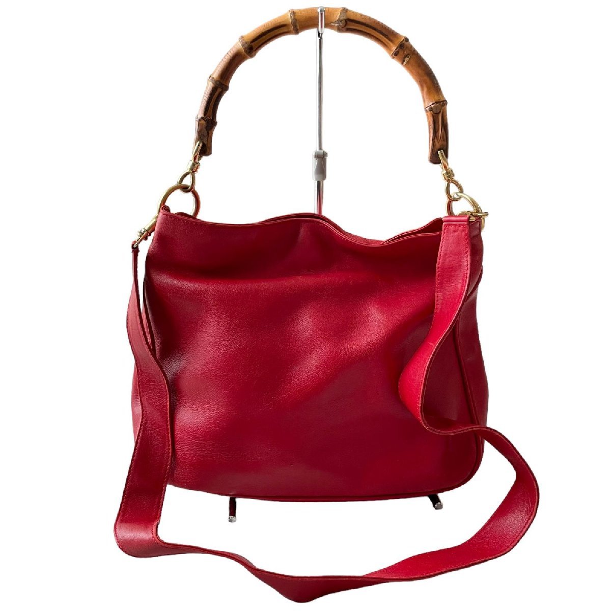 GUCCI グッチ バンブー レザー ハンドバッグ ショルダーストラップ付