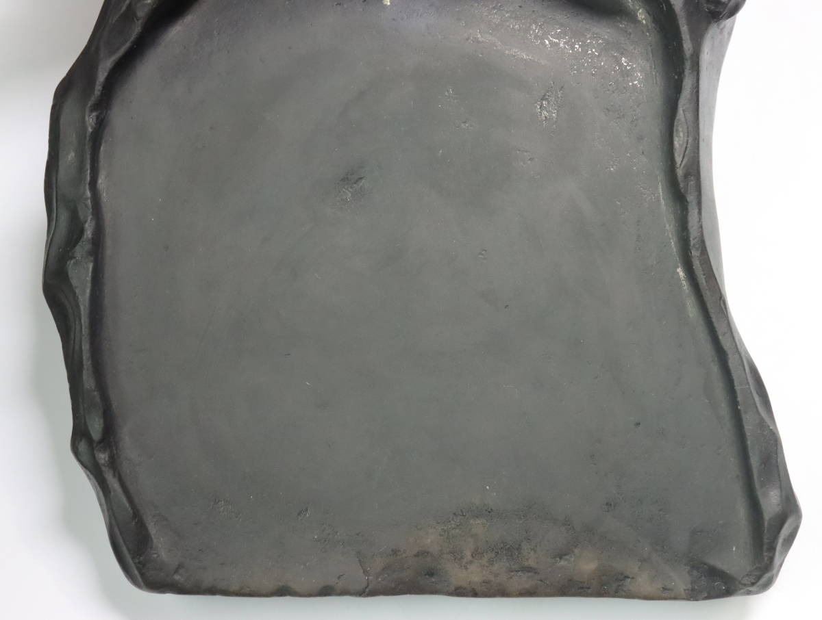 古硯 喜鵲 梅紋硯 唐木蓋付き 硯本体：13.4x11x1.9cm 端渓硯 中国