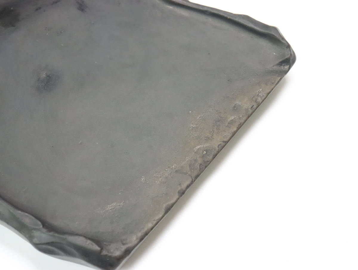 古硯 喜鵲 梅紋硯 唐木蓋付き 硯本体：13.4x11x1.9cm 端渓硯 中国