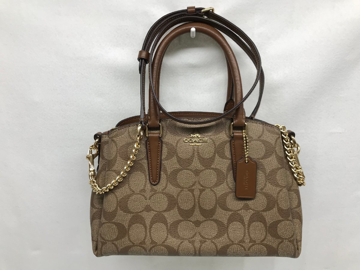 COACH コーチ F29434 シグネチャー 2WAYショルダー チェーン ブラウン系