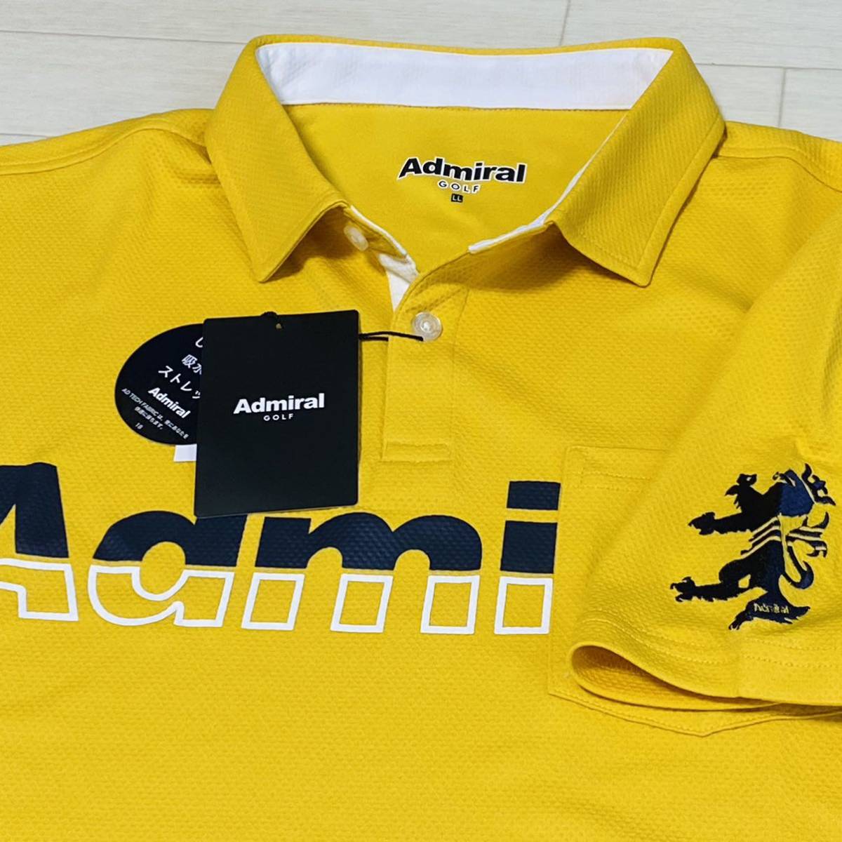 新品★アドミラル ゴルフ ランパント刺繍 メッシュ生地 ホリゾンタルカラー 吸水速乾 半袖ポロシャツ/オレンジ/サイズM/送料185円