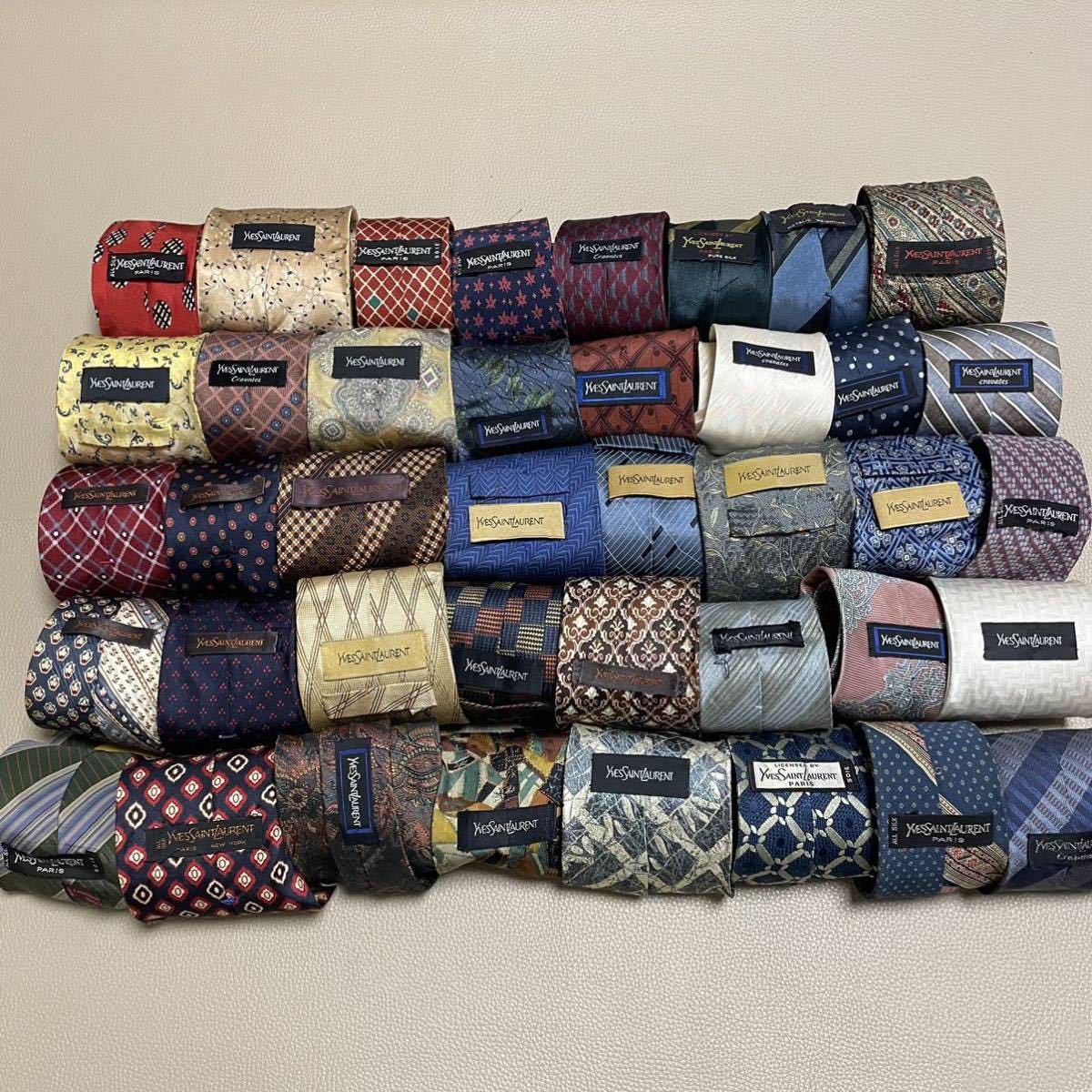 1円　ネクタイセット　40本セット　高級ブランドネクタイ　ハイブランドネクタイ イヴサンローラン サンローラン 大量セット 