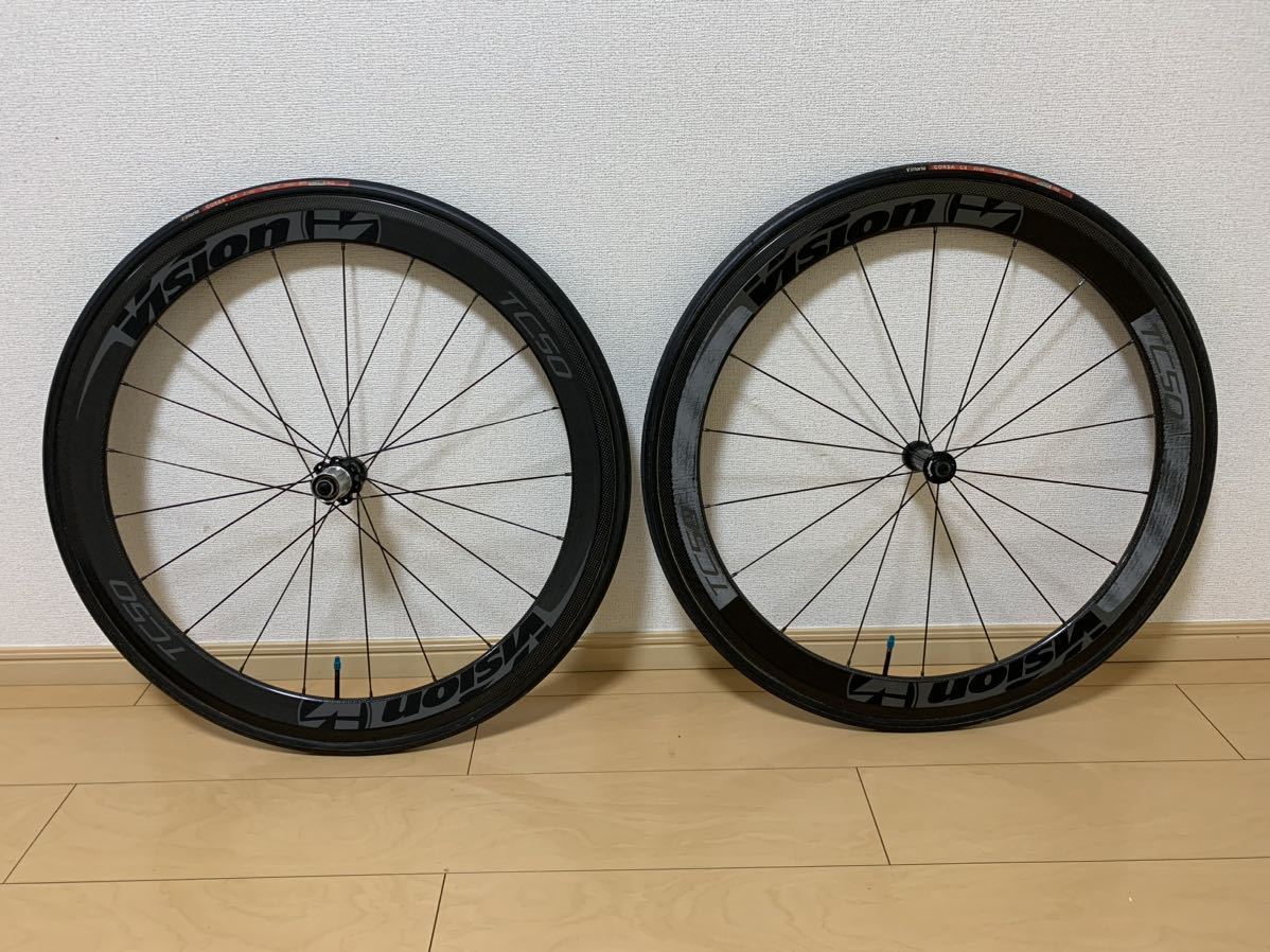 美品 ヴィジョン VISION TRIMAX CARBON TC50 ホイールセット シマノ 11