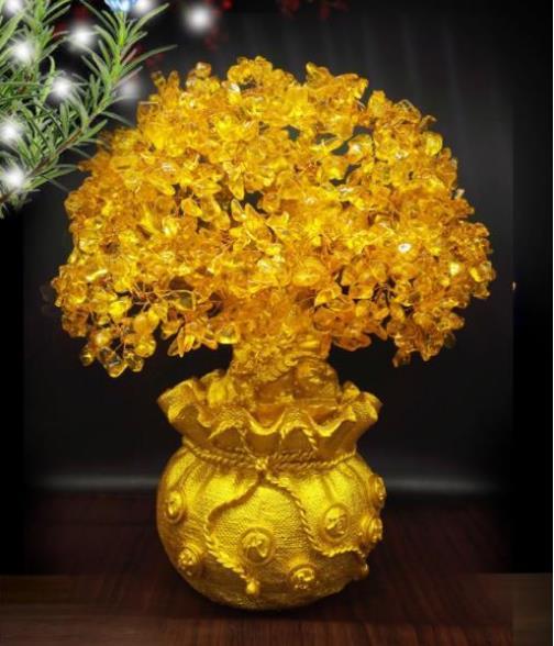 特売！ 特大黄金木 招財樹 金のなる木 黄水晶 風水アイテム 金運アップ シトリン 財運 金運 置物 健康 仕事 家庭 