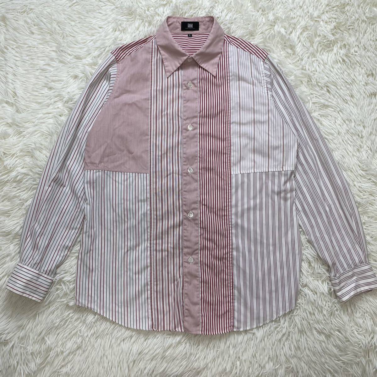 イッセイミヤケ プリーツプリーズ ストライプ Vネック 半袖シャツ 希少