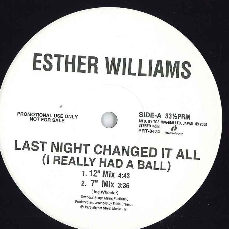 Last Night .. ESTHER WILLIAMS 12インチ 激レア 12 Esther Williams Last Night Changed It All (I Really Had A Ball