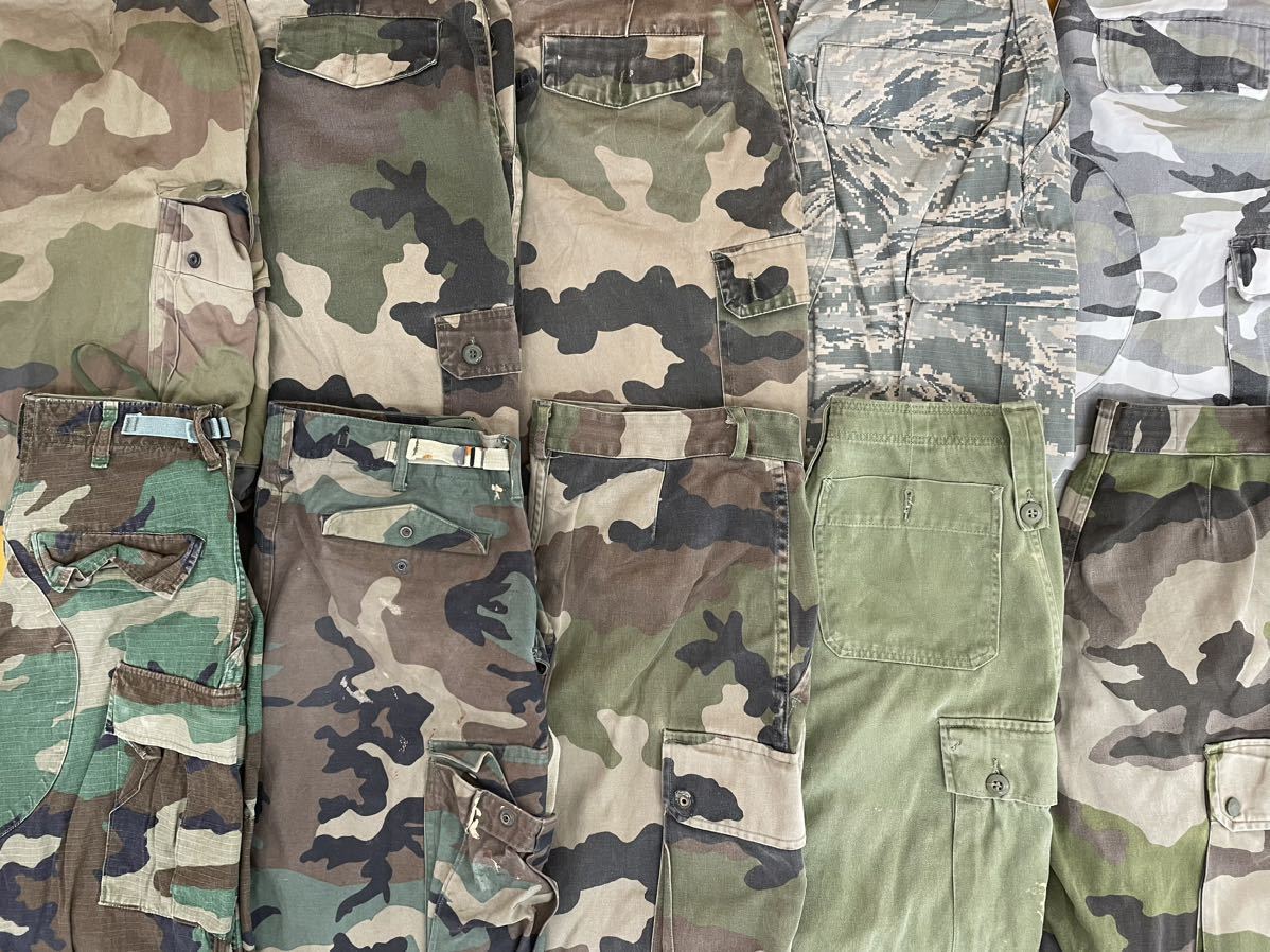 ① 古着卸 USA 枚 ミリタリー パンツ 10本 セット まとめ売り 1円スタート 大量 卸売り アメリカ古着 ロゴ アメカジ カモフラ 迷彩