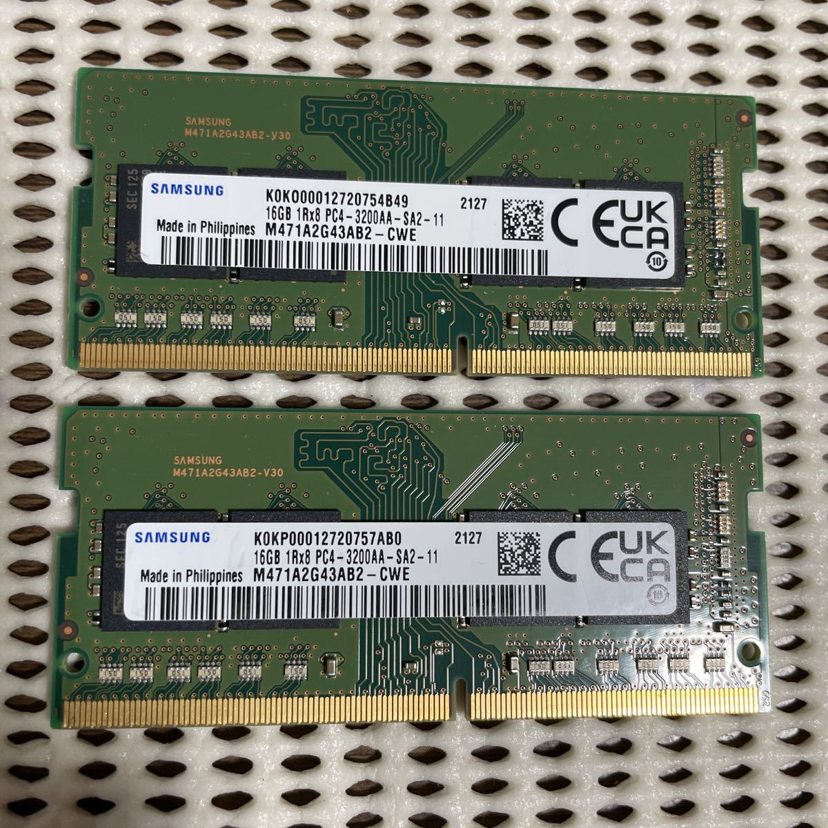 SAMSUNG PC4-3200AA 16GB ×2枚32GB DDR4 ノートPC SO-DIMM