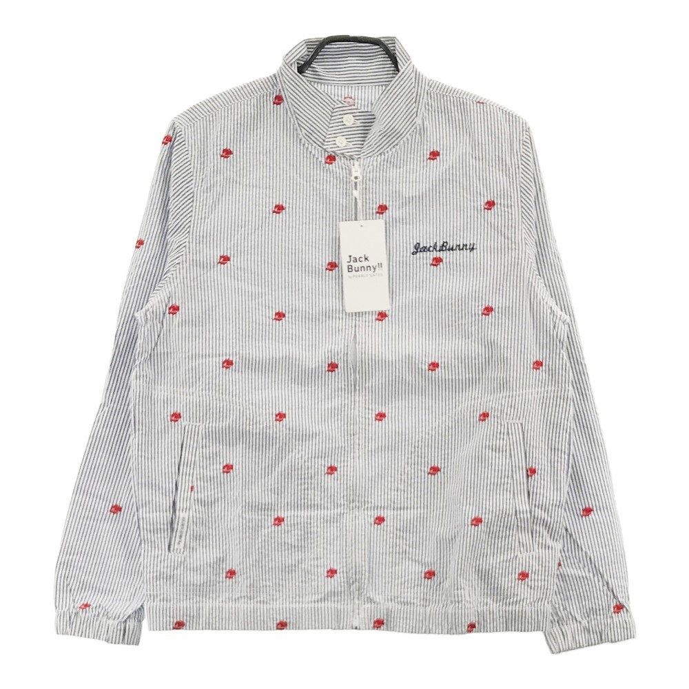 【新品】JACK BUNNY ジャックバニー シアサッカー ジップジャケット ストライプ柄 刺繍 ネイビー系 5 [240001903863] ゴルフウェア