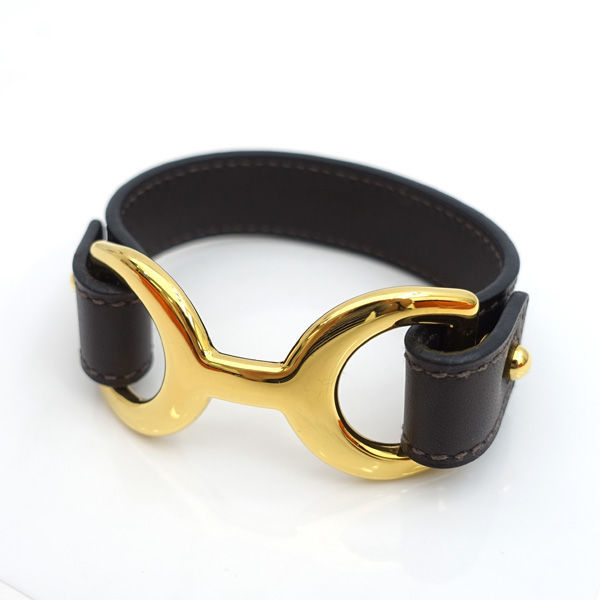 ☆ エルメス ブレスレット パバン レザー ゴールド金具 Hロゴ 