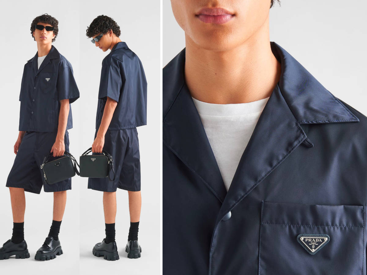 Prada プラダ　Re Nylon XL 三角プレート　ロゴ シャツ 男女兼用　ネイビー　サイズXL　ユニセックス