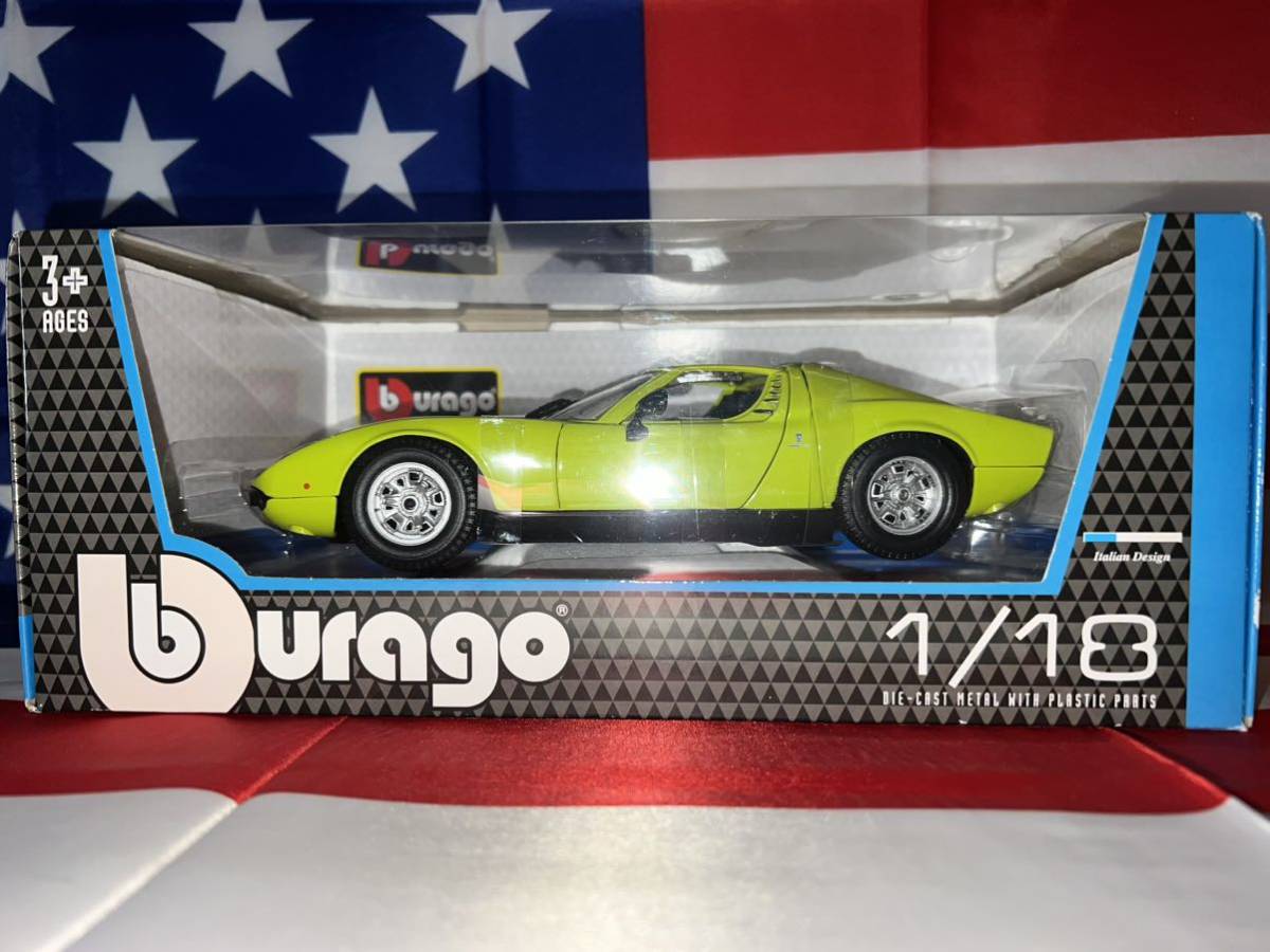 新品未開封 BURAGO LAMBORGHINI MIURA (1968) 1/18 DIE-CAST CAR