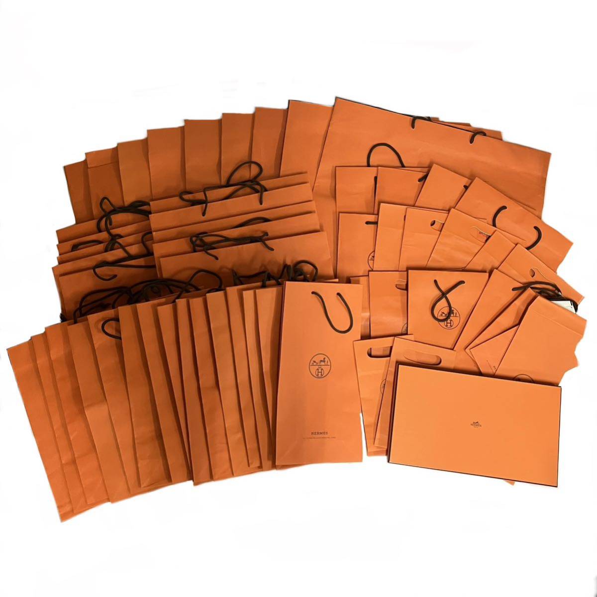 HERMES エルメス 手提げ 54枚 純正 ブランドショッパー 紙袋 ショップ袋 オレンジ ブラウン インテリア 空箱 ハイブランド バッグ 