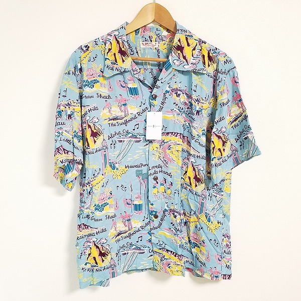 #snc サンサーフ×ジャーナルスタンダード SUN SURF 半袖シャツ アロハ XL 水色 マルチカラー SS37787 タグ付き 美品 メンズ [811178]
