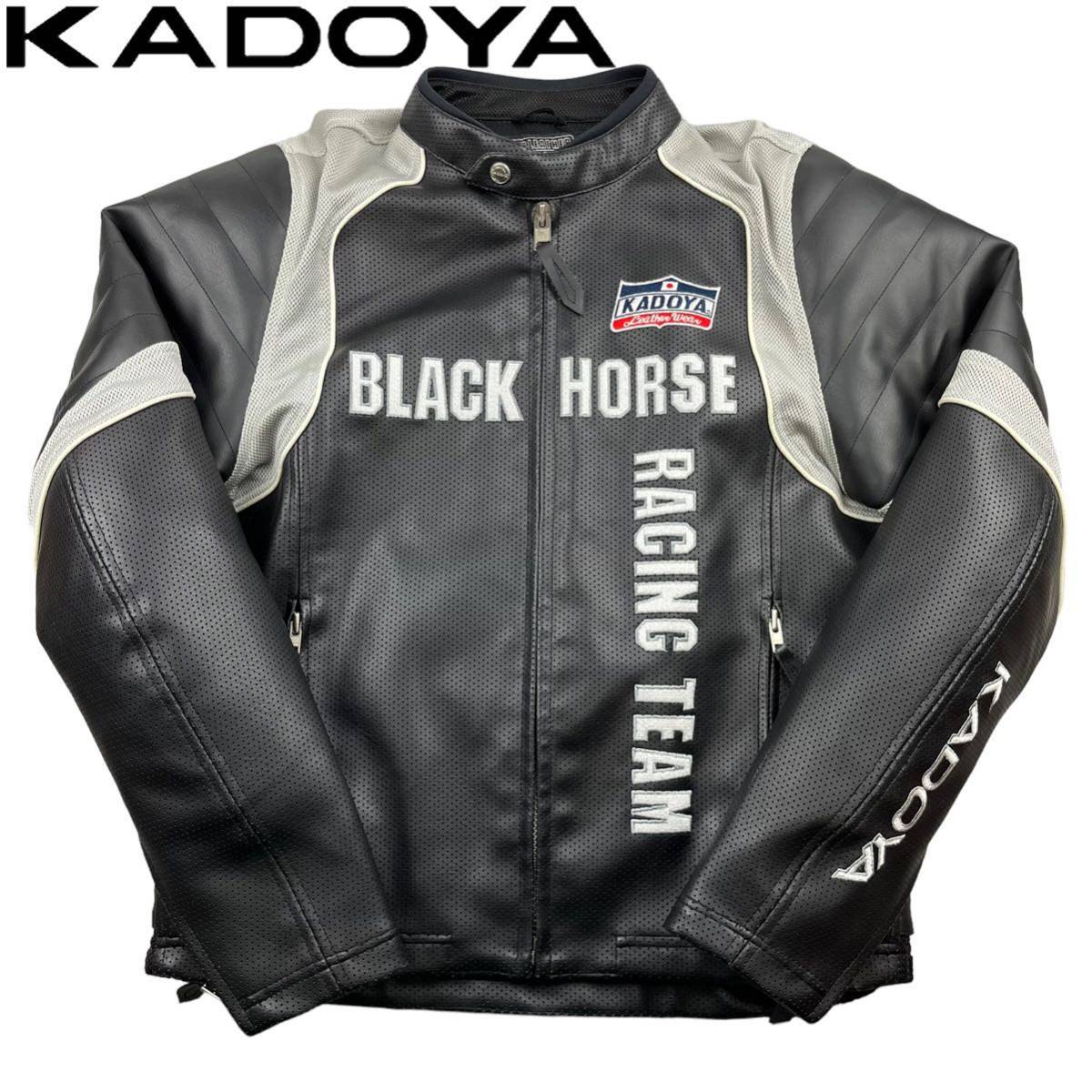 1円 カドヤ KADOYA ライダース ジャケットレーシング パンチング 合皮