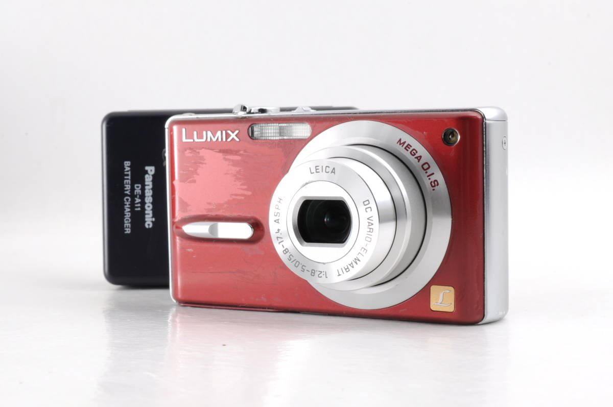 動作品 パナソニック Panasonic LUMIX DMC-FX9 赤 レッド ルミックス コンパクトデジタルカメラ 充電器付 管N6032☆