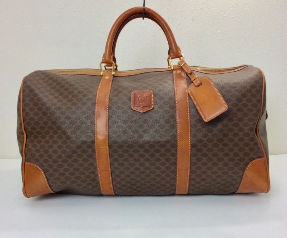 CELINE セリーヌ ヴィンテージ ボストンバッグ マカダム柄 PVCレザー