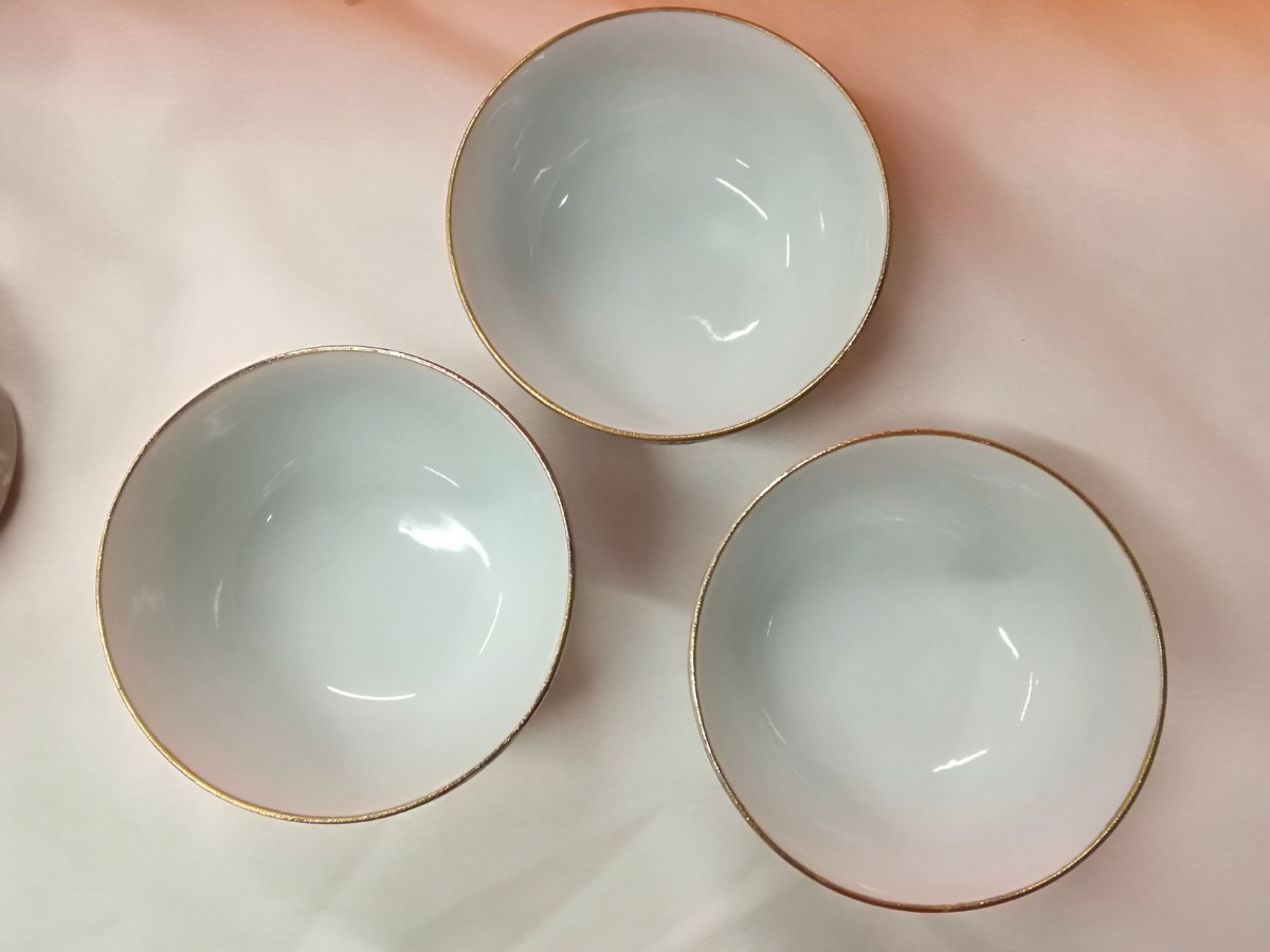 g_t C304 九谷焼 煎茶揃 急須/湯冷し/湯呑み3客 柄 色絵 金彩 茶器 煎茶道具 古道具_3