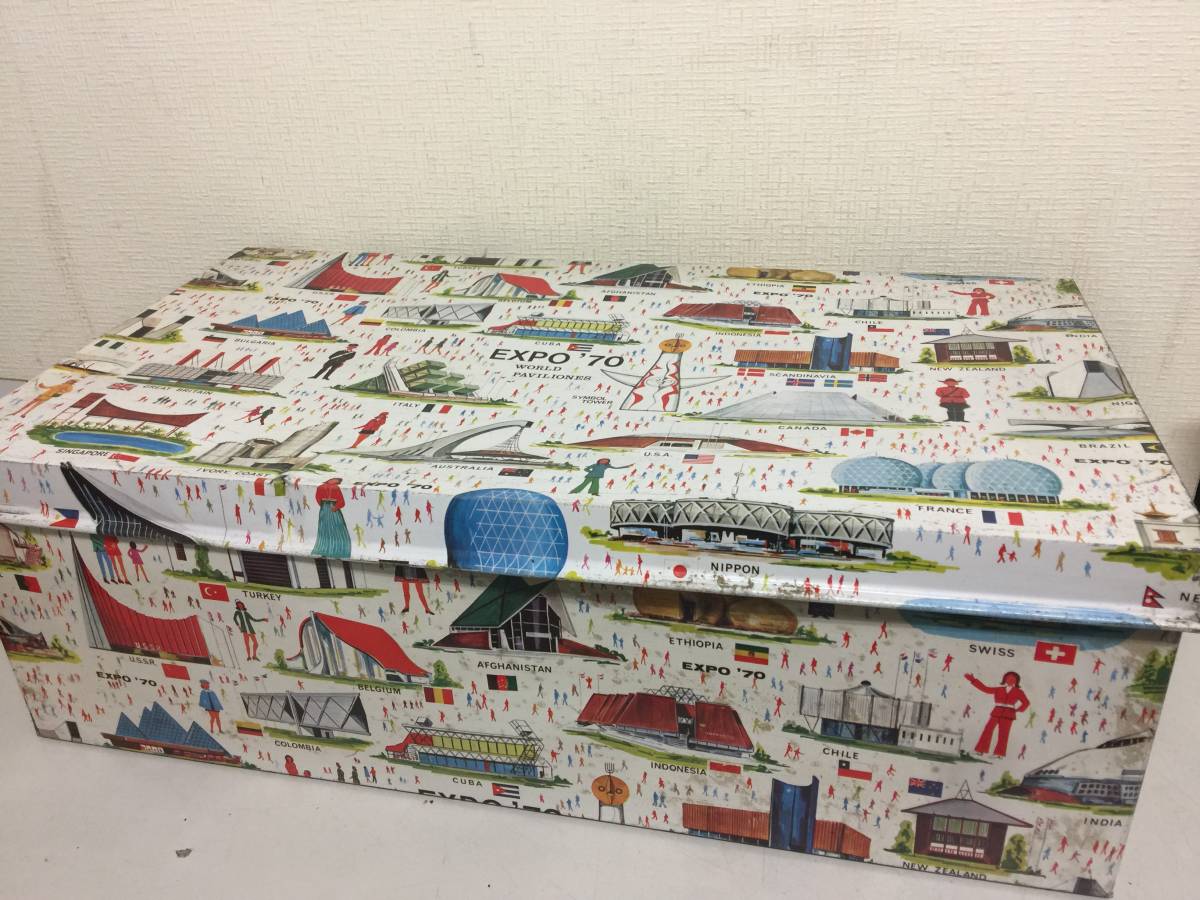 大阪万博 日本万国博 EXPO'70 1970 衣装ケース ブリキ 昭和 レトロ 昭和レトロ EXPO'70 日本万博博覧会 衣装ケース ブリキ 縦約37cm 横約