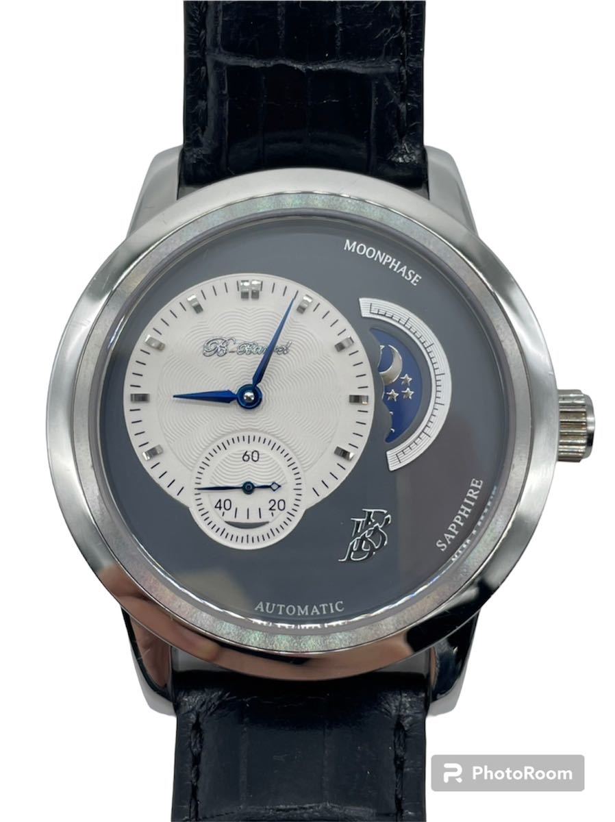 B-BARREL ビーバレル ムーンフェイズ 自動巻きBB0023 B-Barrel/ビーバレル 自動巻 BB-0023 グレー文字盤 裏蓋スケルトン