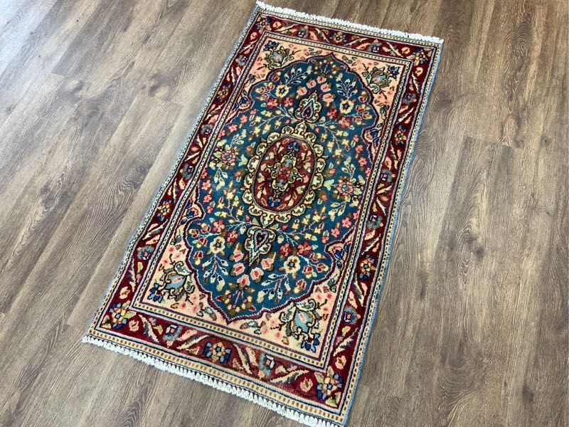 ★職人技★ケルマン産104×60cm ペルシャ絨毯 絨毯 ラグ アンティーク家具 トライバル レトロ キッチン カーペット 02ZZPRS230517012D