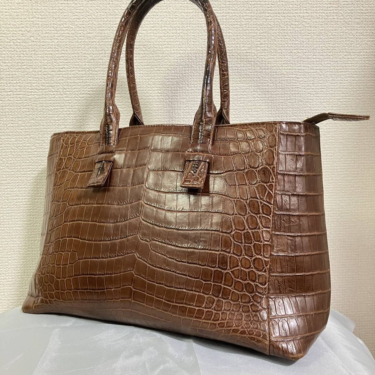 ☆1円スタート☆クロコダイル crocodile ワニ革 鰐革 ベルトデザイン 