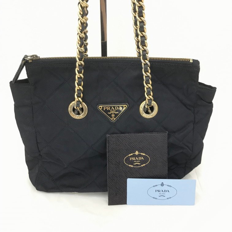 美品》PRADA(プラダ)トートバッグ チェーン キルティング 極美品