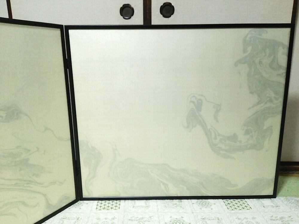 ★【一美堂】★茶道具★墨流し★『風炉先屏風』★名品です★紙箱付★美品★