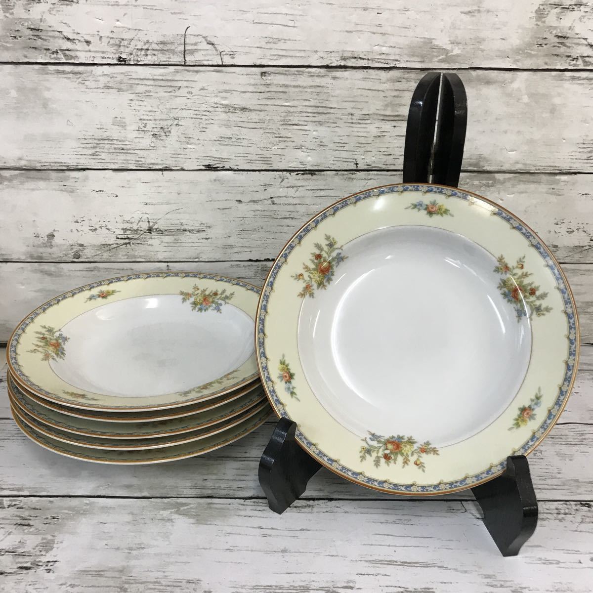 品 オールドノリタケ 1930年代 カレー皿 Noritake チャイナ 6客揃 花柄