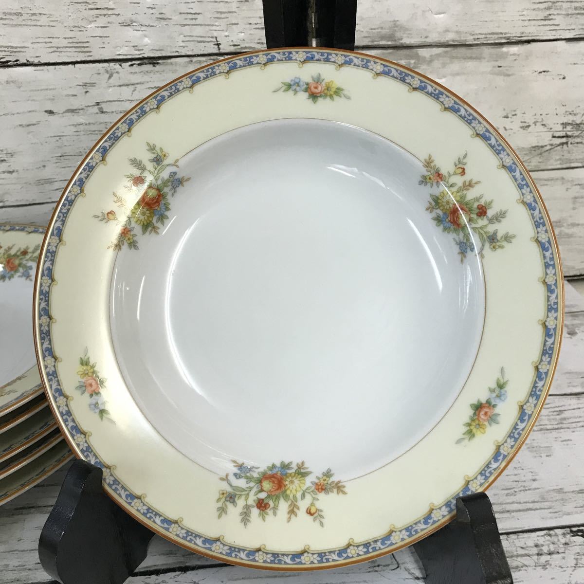 品 オールドノリタケ 1930年代 カレー皿 Noritake チャイナ 6客揃 花柄