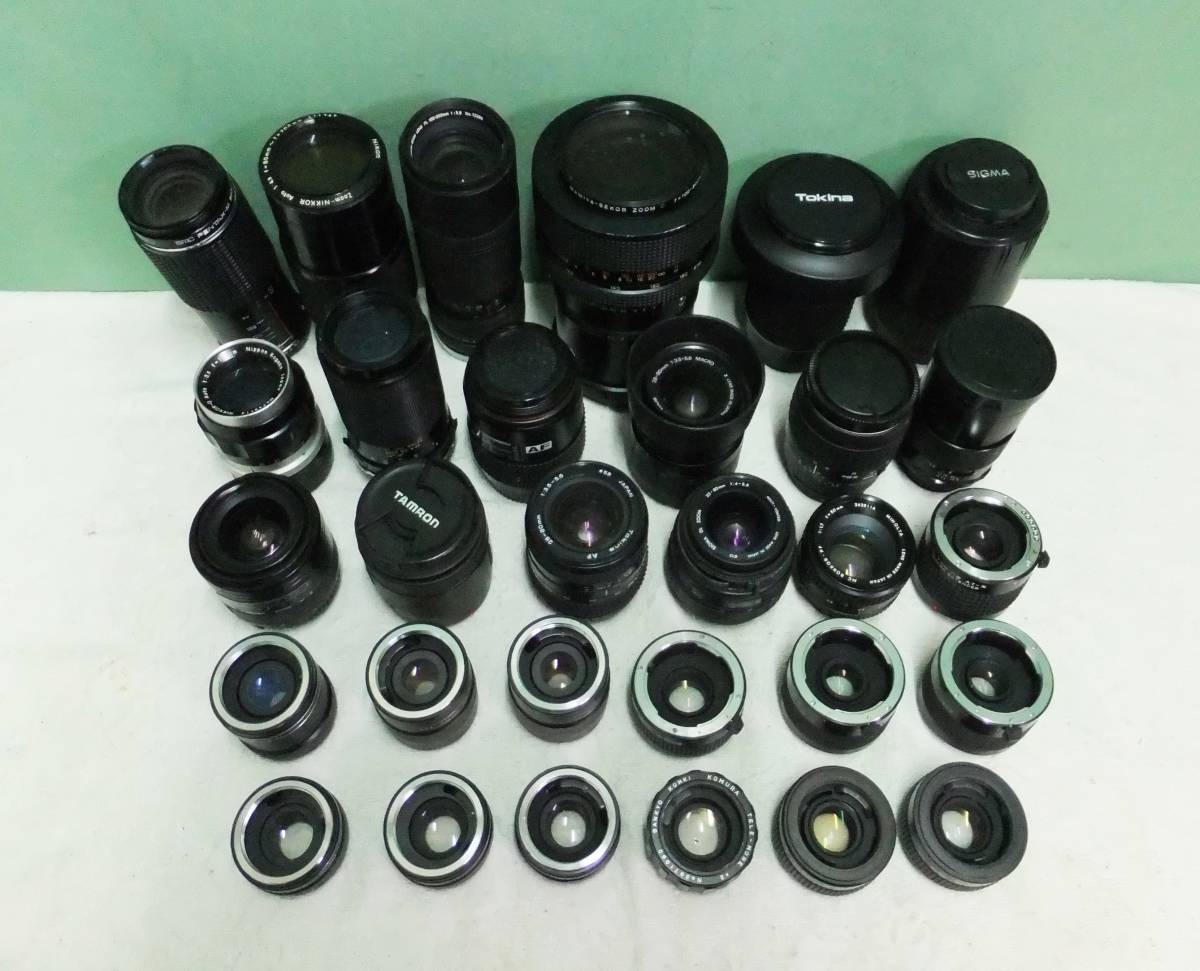 一眼カメラ用 レンズまとめて 30本 いろいろ MINOLTA Nikon PENTAX Canon など 中古 ジャンク