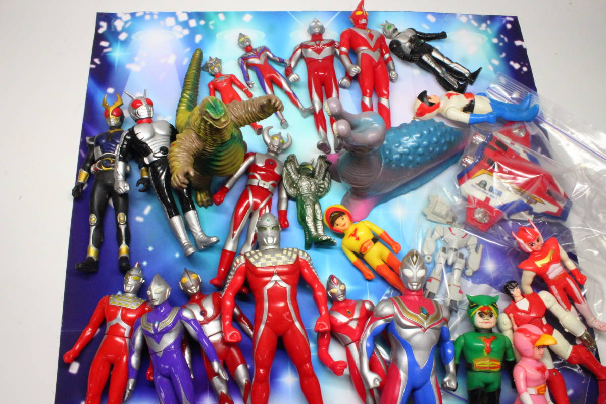 ○【当時物/ソフビ超合金セット】ウルトラマン/仮面ライダー/ポピー製 