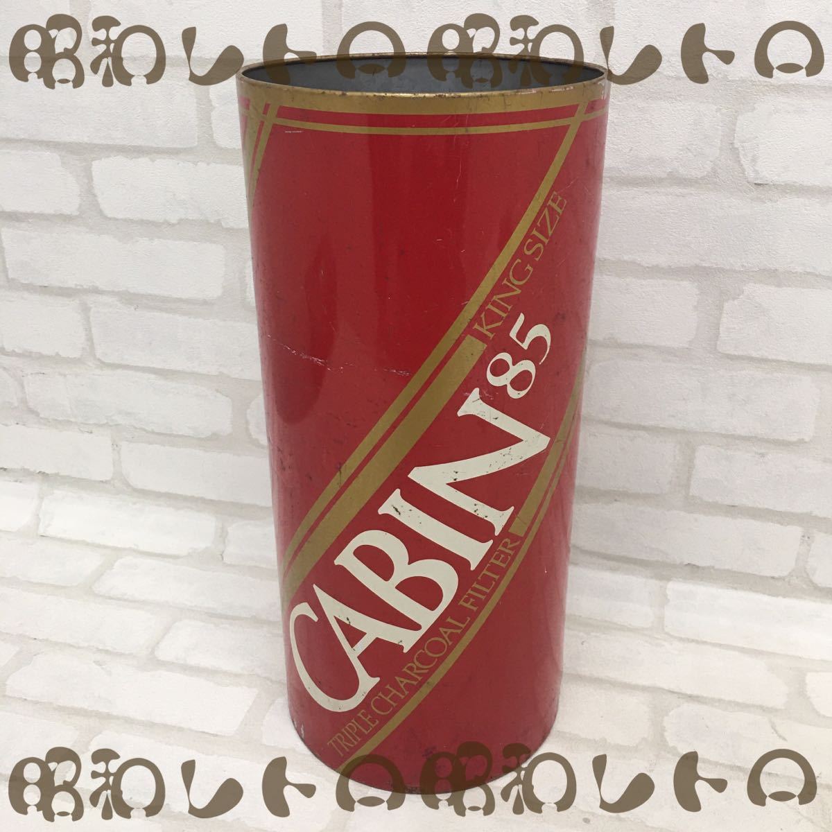 SU□ 昭和レトロ CABIN 85 キャビン ゴミ箱 赤 レッド系 スチール？ 缶