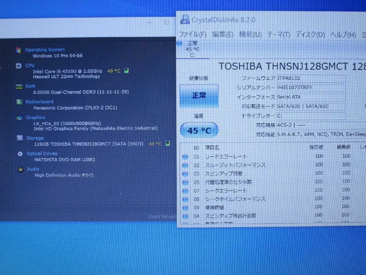 Panasonic Lets note CF-LX3JDMCS【SSD搭載】 Core i5 4310U 8GBメモリ 