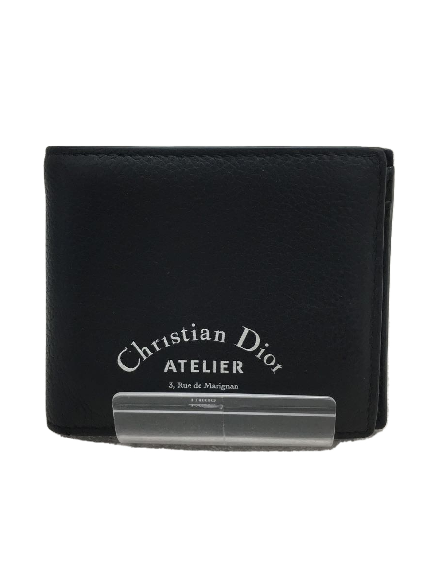 Christian Dior◇BIFOLD WALLET/2つ折り財布/レザー/ブラック/メンズ
