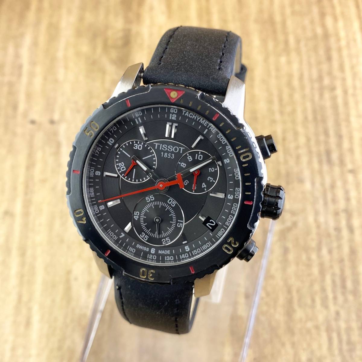 1円〜】TISSOT ティソ 腕時計 メンズ クロノグラフ T067417A ブラック 